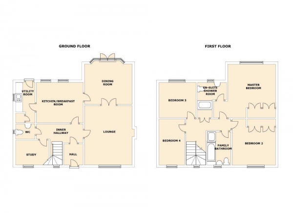 Floor Plan Image for 4 Bedroom Detached House for Sale in Berrybanks, Bilton, Rugby