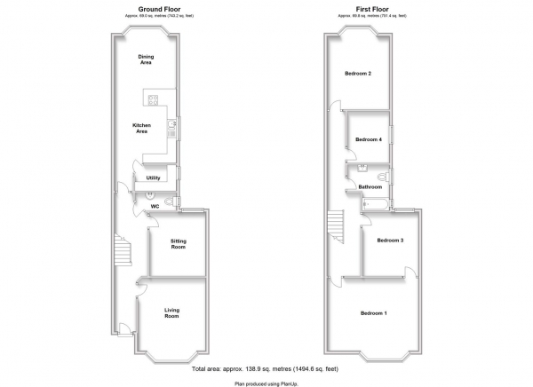 Floor Plan Image for 4 Bedroom Town House for Sale in Park Road, Rugby