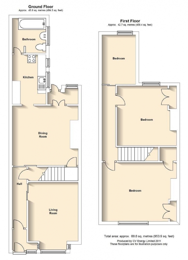 Floor Plan Image for 3 Bedroom Property for Sale in Winfield Street, Rugby