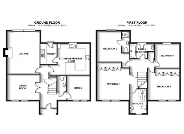 Floor Plan Image for 4 Bedroom Detached House for Sale in Durrell Drive, Cawston, Rugby