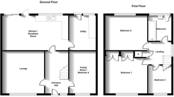 Floor Plan Image for 3 Bedroom Detached House for Sale in Derwent Close, Rugby