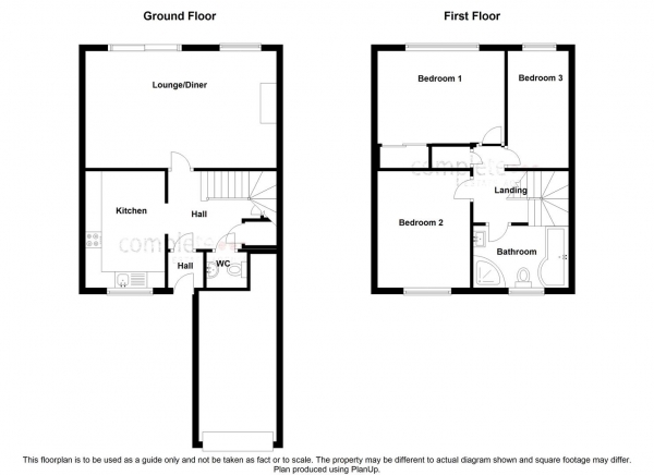 Floor Plan Image for 3 Bedroom End of Terrace House for Sale in Cheshire Close, Bilton, Rugby