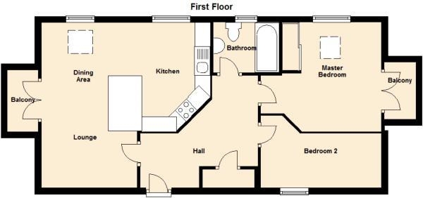 Floor Plan Image for 2 Bedroom Apartment for Sale in Guys Common, Dunchurch, Rugby