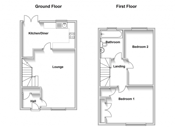 Floor Plan Image for 2 Bedroom Terraced House for Sale in Thomson Close, Rugby