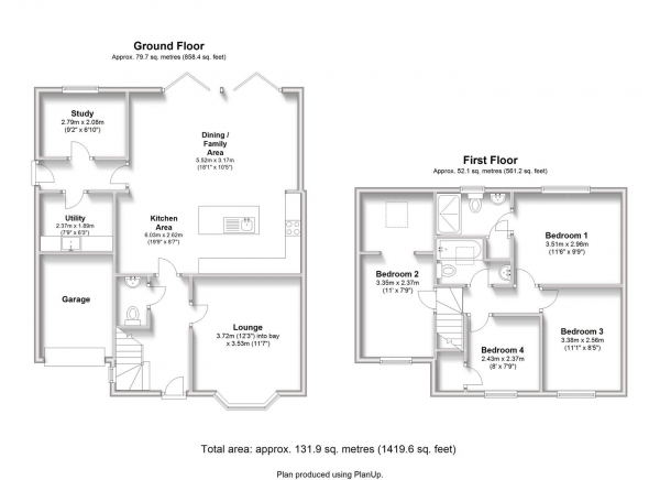 Floor Plan Image for 4 Bedroom Detached House for Sale in Durrell Drive, Cawston, Rugby