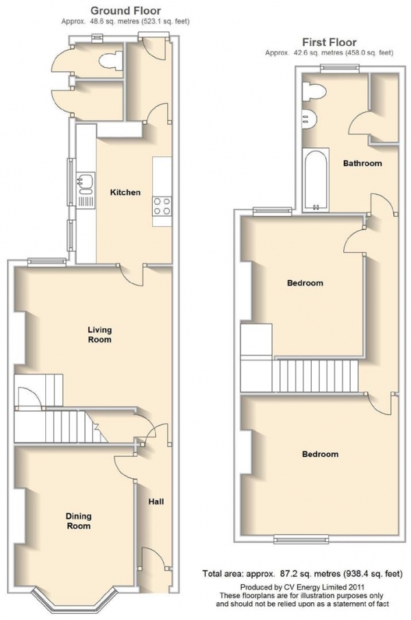 Floor Plan Image for 2 Bedroom Terraced House for Sale in Campbell Street, New Bilton, Rugby