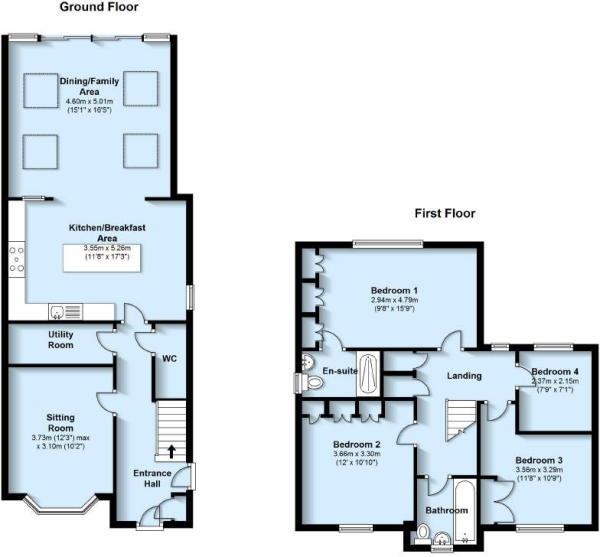 Floor Plan for 4 Bedroom Detached House for Sale in Benches Furlong, Rugby, CV23, 0GE - Guide Price &pound339,950
