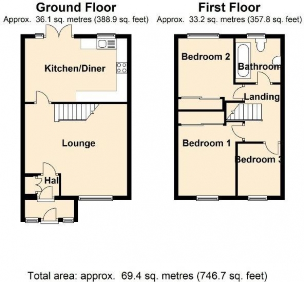 Floor Plan Image for 3 Bedroom Semi-Detached House for Sale in Madden Place, Rugby