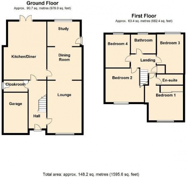 Floor Plan Image for 4 Bedroom Detached House for Sale in Campion Way, Rugby