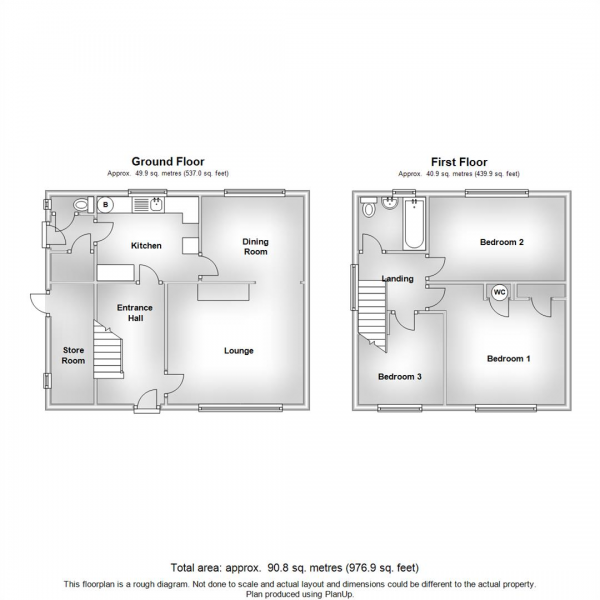 Floor Plan Image for 3 Bedroom Semi-Detached House for Sale in Saunton Road, Rugby