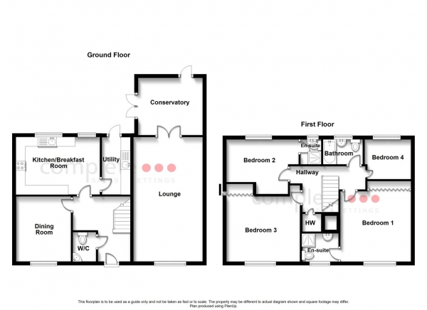 Floor Plan Image for 4 Bedroom Detached House for Sale in Noble Drive, Cawston, Rugby