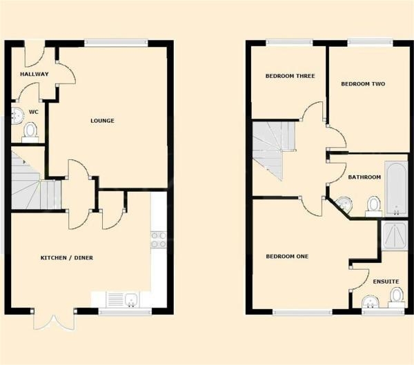 Floor Plan Image for 3 Bedroom Semi-Detached House for Sale in Academy Drive, Rugby