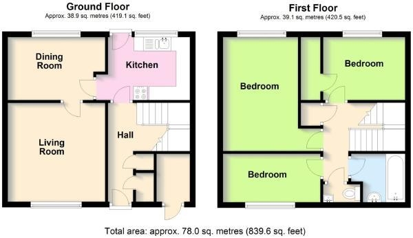 Floor Plan Image for 3 Bedroom Property for Sale in Grasmere Close, Rugby