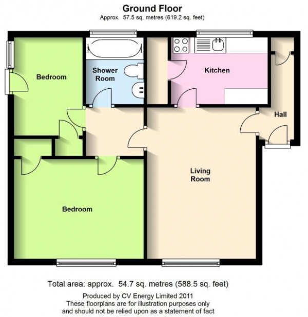 Floor Plan Image for 2 Bedroom Apartment for Sale in March Court, Dunchurch Road, Rugby