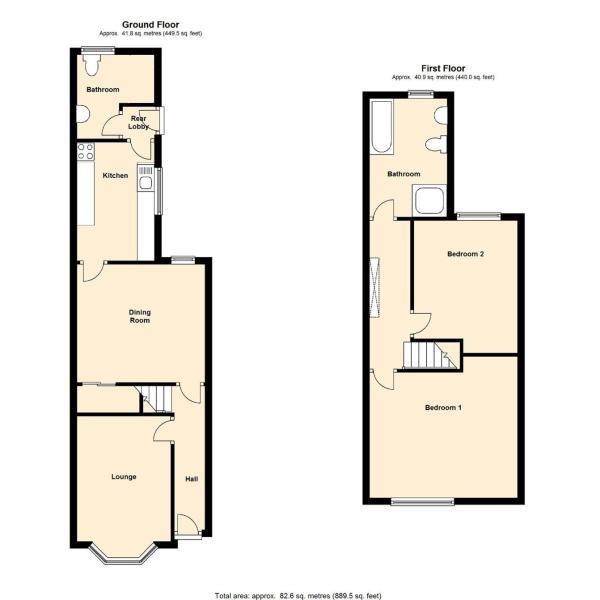 Floor Plan for 2 Bedroom Terraced House for Sale in King Edward Road, Rugby, CV21, 2TA - Offers Over &pound169,950