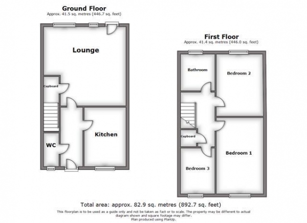 Floor Plan for 3 Bedroom End of Terrace House for Sale in Wilf Brown Close, Rugby, CV21, 1NR - Offers Over &pound105,000