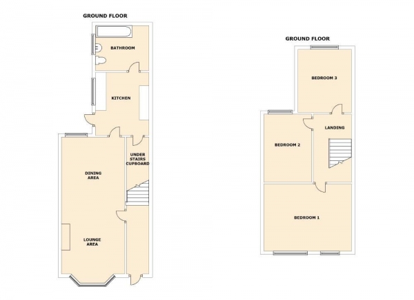 Floor Plan for 3 Bedroom Property for Sale in Hunter Street, Rugby, CV21, 3NS - Offers Over &pound159,950