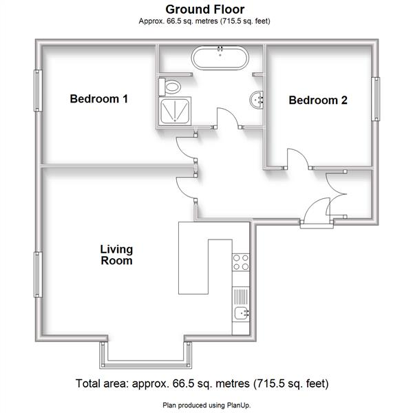 Floor Plan for 2 Bedroom Property for Sale in Guys Common, Dunchurch, Rugby., CV22, 6NQ - Offers Over &pound210,000