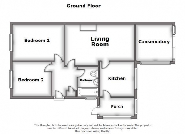 Floor Plan for 2 Bedroom Semi-Detached Bungalow for Sale in Robert Hill Close, Hillmorton, Rugby, CV21, 4NB - Offers Over &pound189,950