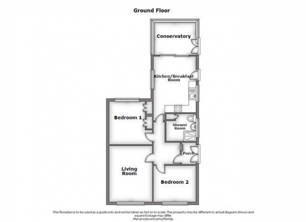 Floor Plan for 2 Bedroom Semi-Detached Bungalow for Sale in Alwyn Road, Bilton, Rugby, CV22, 7QU - Offers Over &pound249,950