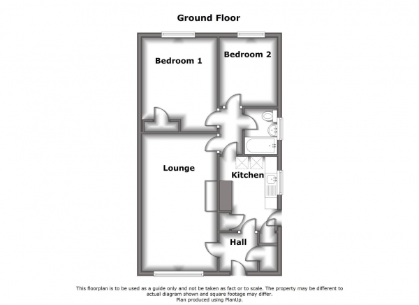 Floor Plan for 2 Bedroom Semi-Detached Bungalow for Sale in Oberon Close, Rugby, CV22, 6LZ - Offers Over &pound184,950