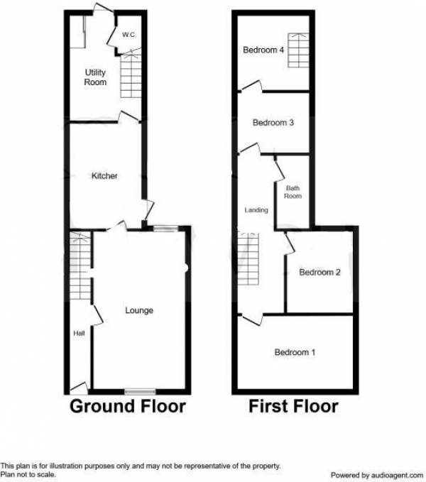 Floor Plan for 4 Bedroom Property for Sale in Windsor Street, Rugby, CV21, 3NZ - Offers Over &pound215,000