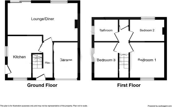 Floor Plan for 3 Bedroom Property for Sale in Wolsey Road,Rugby, CV22, 6LN - Offers Over &pound234,950