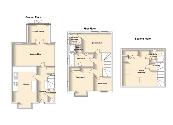 Floor Plan Image for 4 Bedroom Semi-Detached House for Sale in Maple Gardens, Dunchurch Road, Rugby