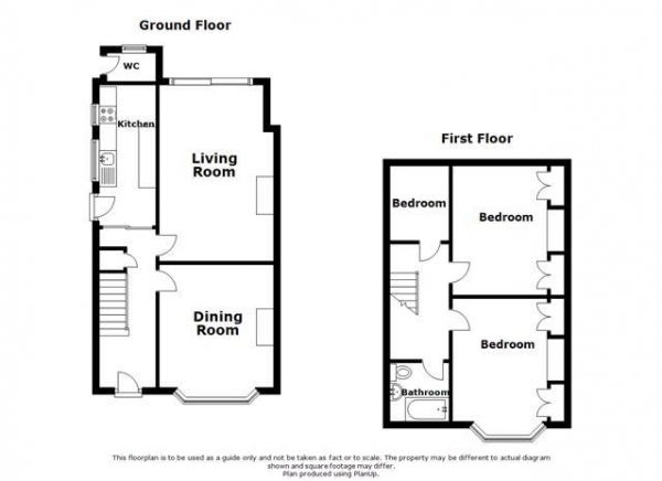 Floor Plan for 3 Bedroom Semi-Detached House for Sale in Pytchley Road, Rugby, CV22, 5NG - Offers Over &pound185,000