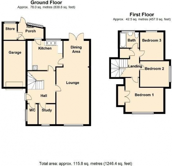 Floor Plan Image for 3 Bedroom Detached House for Sale in Plantagenet Drive, Rugby