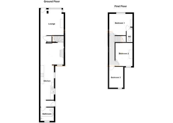 Floor Plan for 3 Bedroom Terraced House for Sale in Abbey Street, Rugby, CV21, 3LL - Offers Over &pound169,950