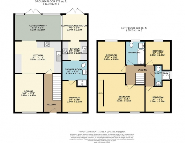 Floor Plan for 5 Bedroom Property for Sale in Meadow Road, Wolston, Coventry, CV8, 3HL - Offers Over &pound320,000