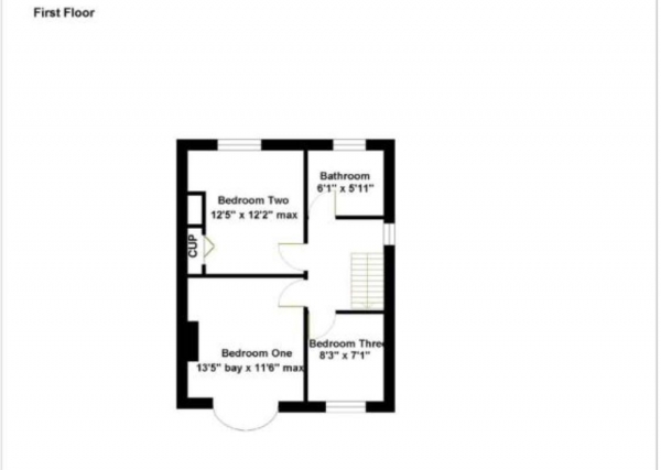 Floor Plan for 3 Bedroom Semi-Detached House for Sale in Cromwell Road, Southfields, Rugby, CV22, 5LZ - Offers Over &pound239,950