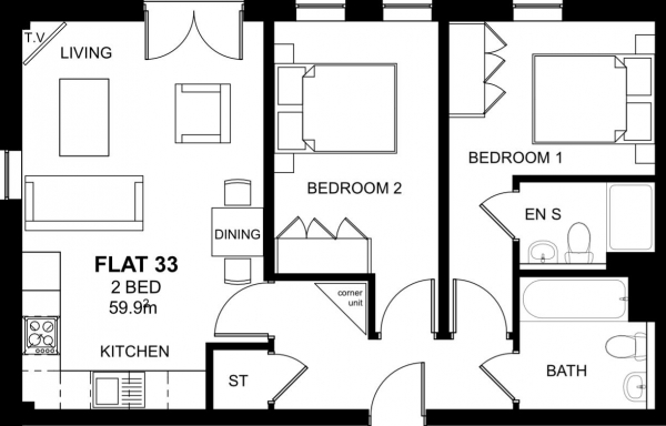 Floor Plan Image for 2 Bedroom Apartment for Sale in Woodside Park, Rugby