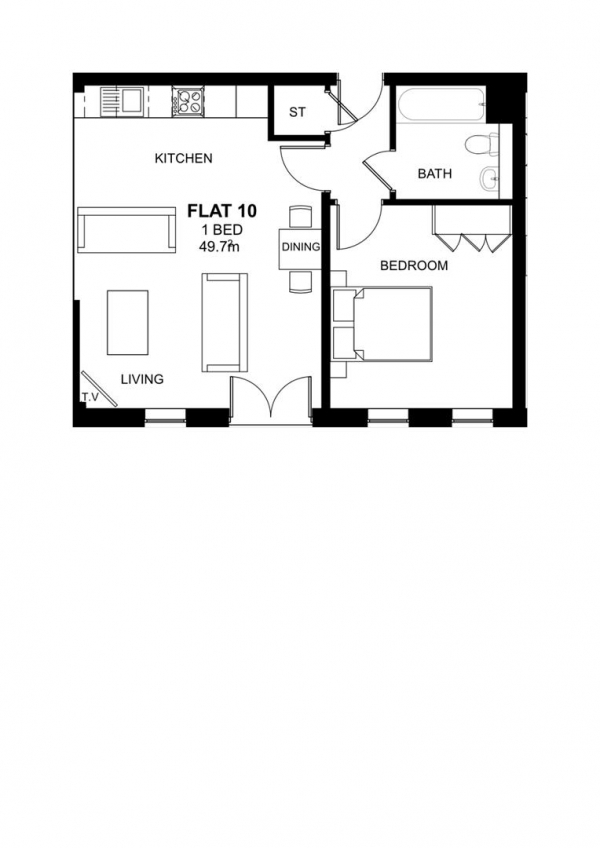 Floor Plan Image for 1 Bedroom Apartment for Sale in Woodside Park, Rugby