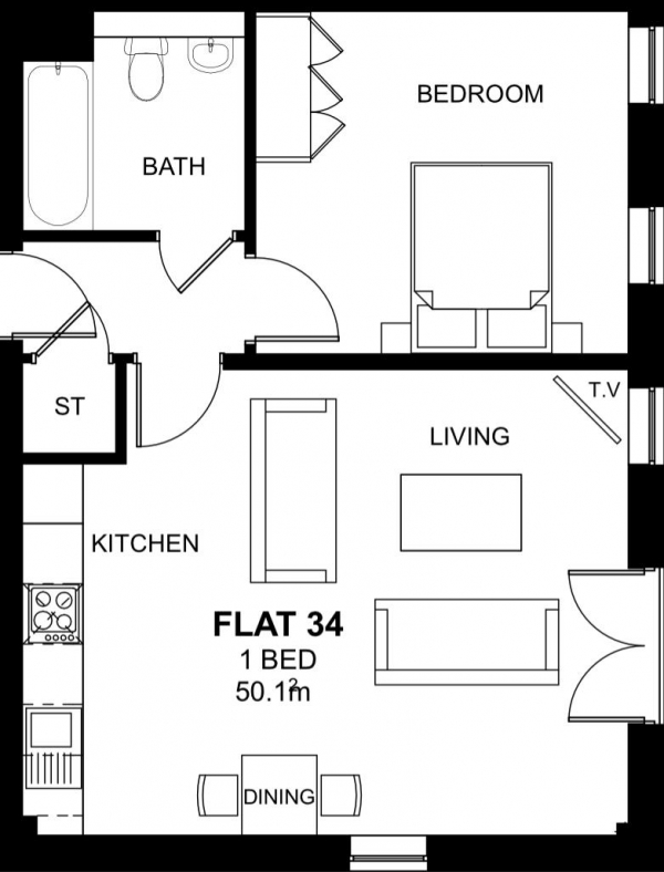 Floor Plan Image for 1 Bedroom Apartment for Sale in Woodside Park, Rugby