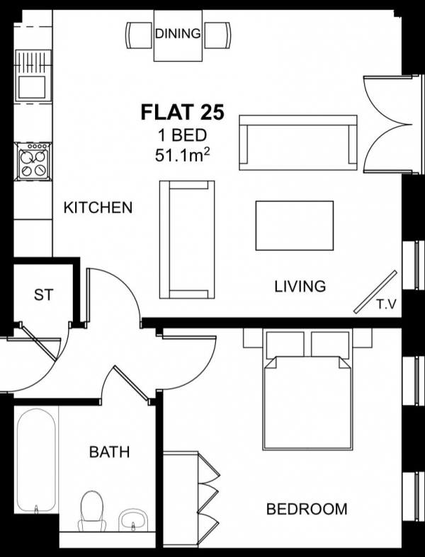 Floor Plan Image for 1 Bedroom Apartment for Sale in Woodside Park, Rugby