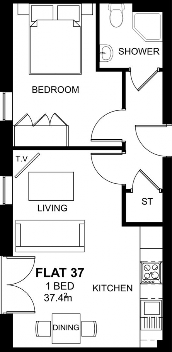 Floor Plan Image for 1 Bedroom Apartment for Sale in Woodside Park, Rugby