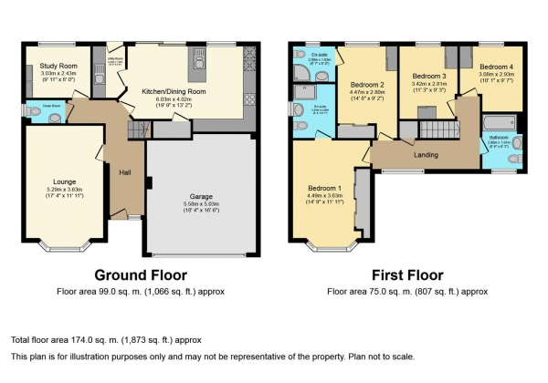 Floor Plan for 4 Bedroom Detached House for Sale in Calvestone Road, Cawston, Rugby, CV22, 7UQ - Guide Price &pound439,950