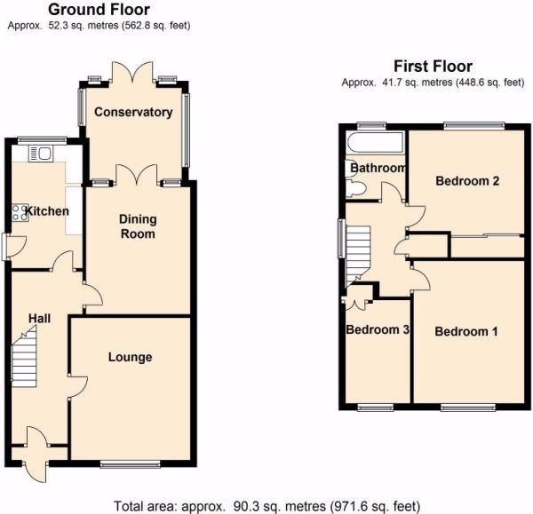 Floor Plan for 3 Bedroom Semi-Detached House for Sale in Collingwood Avenue, Bilton, Rugby, CV22, 7EX - Offers Over &pound179,950