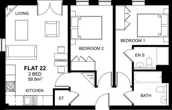 Floor Plan Image for 2 Bedroom Apartment for Sale in Woodside Park, Rugby