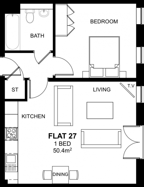 Floor Plan Image for 1 Bedroom Apartment for Sale in Woodside Park, Rugby