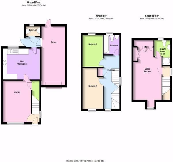 Floor Plan for 3 Bedroom Semi-Detached House for Sale in Crowsfurlong, Rugby, CV23, 0WD - Guide Price &pound230,000