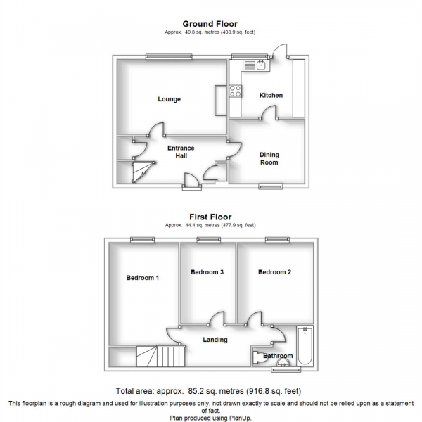 Floor Plan for 3 Bedroom Semi-Detached House for Sale in Norman Road, Rugby, CV21, 1DL - Offers Over &pound195,000