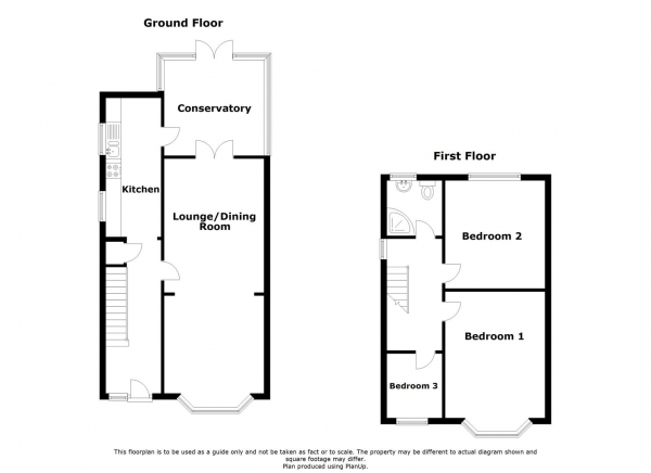 Floor Plan for 3 Bedroom Semi-Detached House for Sale in Willoughby Place, Rugby, CV22, 5JE - Guide Price &pound240,000