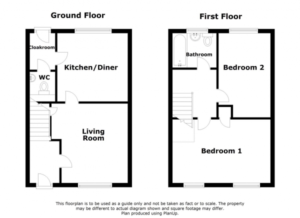 Floor Plan Image for 2 Bedroom Terraced House for Sale in Blossom Way, Rugby