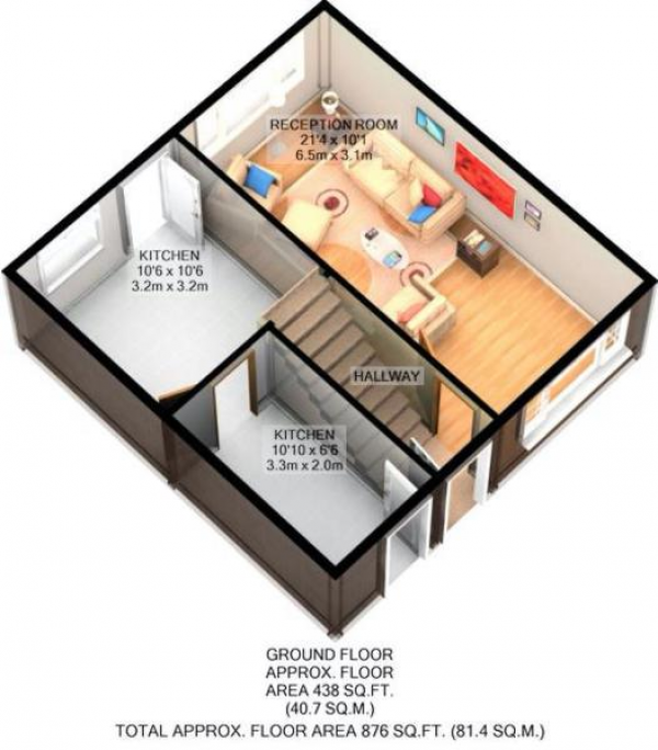 Floor Plan Image for 3 Bedroom Terraced House for Sale in Manor Estate, Wolston, Coventry