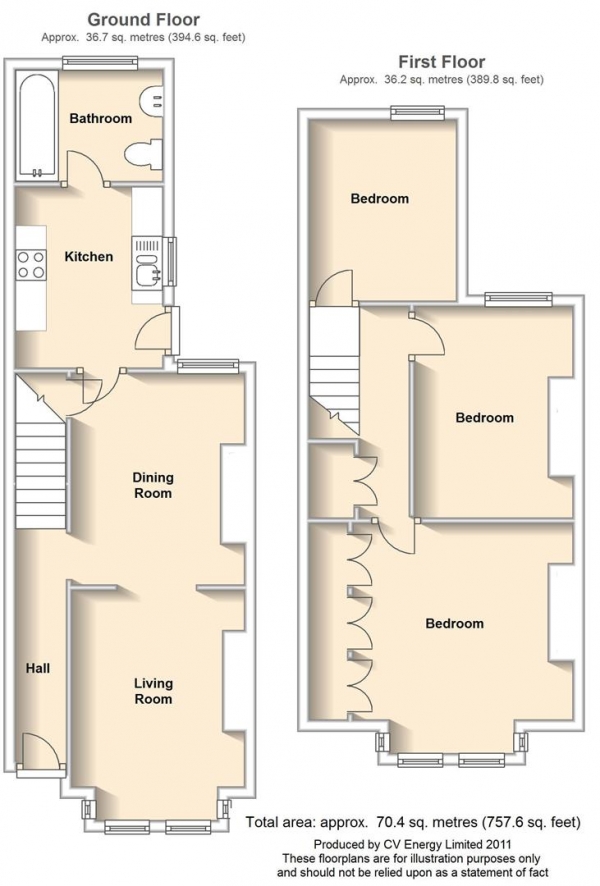 Floor Plan Image for 3 Bedroom Terraced House for Sale in Winfield Street, Rugby