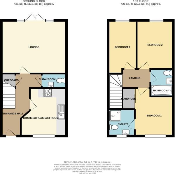 Floor Plan for 3 Bedroom Semi-Detached House for Sale in Dorrit Place, Rugby, CV21, 1FZ - Offers Over &pound225,000