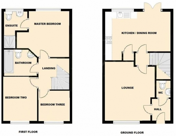 Floor Plan for 3 Bedroom Property for Sale in Academy Drive, Rugby, CV21, 3UR - Offers Over &pound215,000